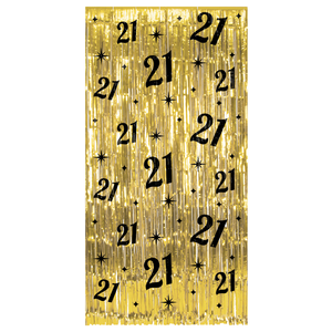 Deurgordijn 21 jaar goud zwart 200cm x 100cm Deurgordijn 21 jaar goud zwart 200cm x 100cm