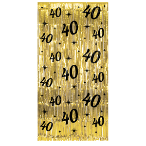 Deurgordijn 40 jaar goud zwart 200cm x 100cm Deurgordijn 40 jaar goud zwart 200cm x 100cm