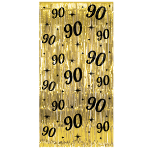 Deurgordijn 90 jaar goud zwart 200cm x 100cm Deurgordijn 90 jaar goud zwart 200cm x 100cm