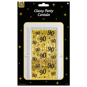 Deurgordijn 90 jaar goud zwart 200cm x 100cm Deurgordijn 90 jaar goud zwart 200cm x 100cm