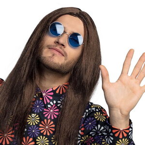 Bril hippie met blauw gekleurd glas Bril hippie met blauw gekleurd glas