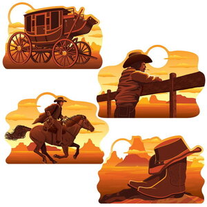 Decoratie Wild West 4 stuks Decoratie Wild West 4 stuks