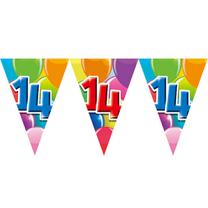 14 jaar vlaggenlijn dubbelzijdig bedrukt