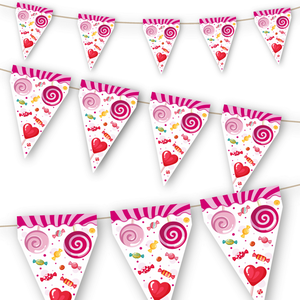 Vlaggenlijn Snoep Party 3 meter Vlaggenlijn Snoep Party 3 meter