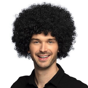 Pruik afro disco zwart luxe Pruik afro disco zwart luxe