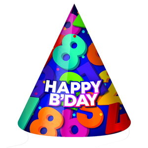 Hoedjes Happy Birthday voor elke leeftijd 6 stuks Hoedjes Happy Birthday voor elke leeftijd 6 stuks