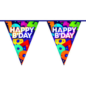 Vlaggenlijn Happy Birthday voor elke leeftijd 10 meter Vlaggenlijn Happy Birthday voor elke leeftijd 10 meter