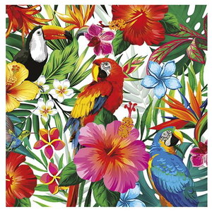 Servetten Tropische vogels met bloemen 20 stuks