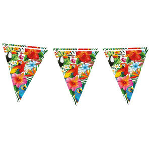 Vlaggenlijn Tropische vogels met bloemen 3 meter