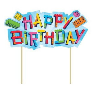 Taartdecoratie Bouwstenen Happy Birthday