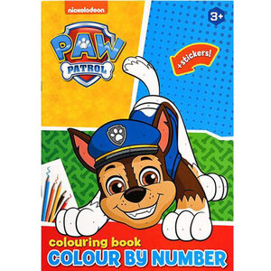 Kleurboek Paw Patrol op nummer met stickers