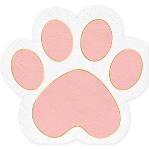 Servetten Kattenpootjes roze wit 12 stuks