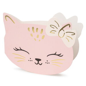 Uitnodigingskaartjes Roze Kat 6 stuks