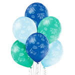 Ballonnen vliegtuig 6 stuks groen blauw