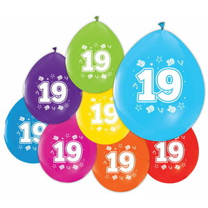 19 jaar ballonnen 8 kleuren