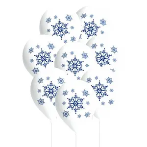 Ballonnen met blauwe sneeuwvlokken 8 stuks Ballonnen met blauwe sneeuwvlokken 8 stuks