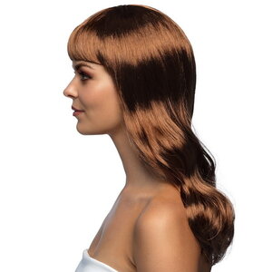 Pruik lang stijlvol donkerbruin Pruik lang stijlvol donkerbruin