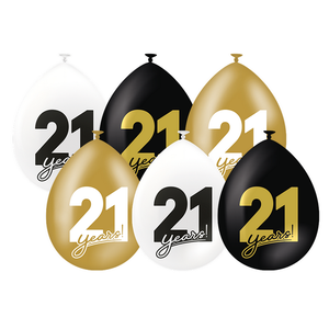Ballonnen 21 jaar Celebration 6 stuks
