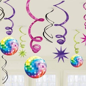Hangdecoratie discoballen gekleurd