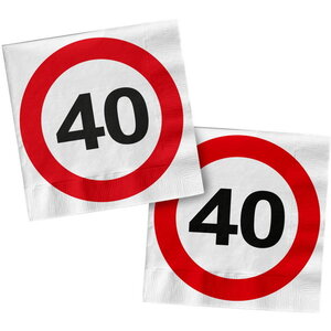 Servetten 40 jaar verkeersbord 20 stuks Servetten 40 jaar verkeersbord 20 stuks