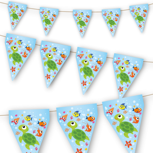 Vlaggenlijn zeedieren cartoon 3 meter