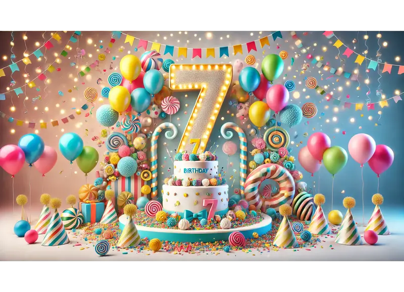 7 jaar versiering voor een 7 jaar verjaardag