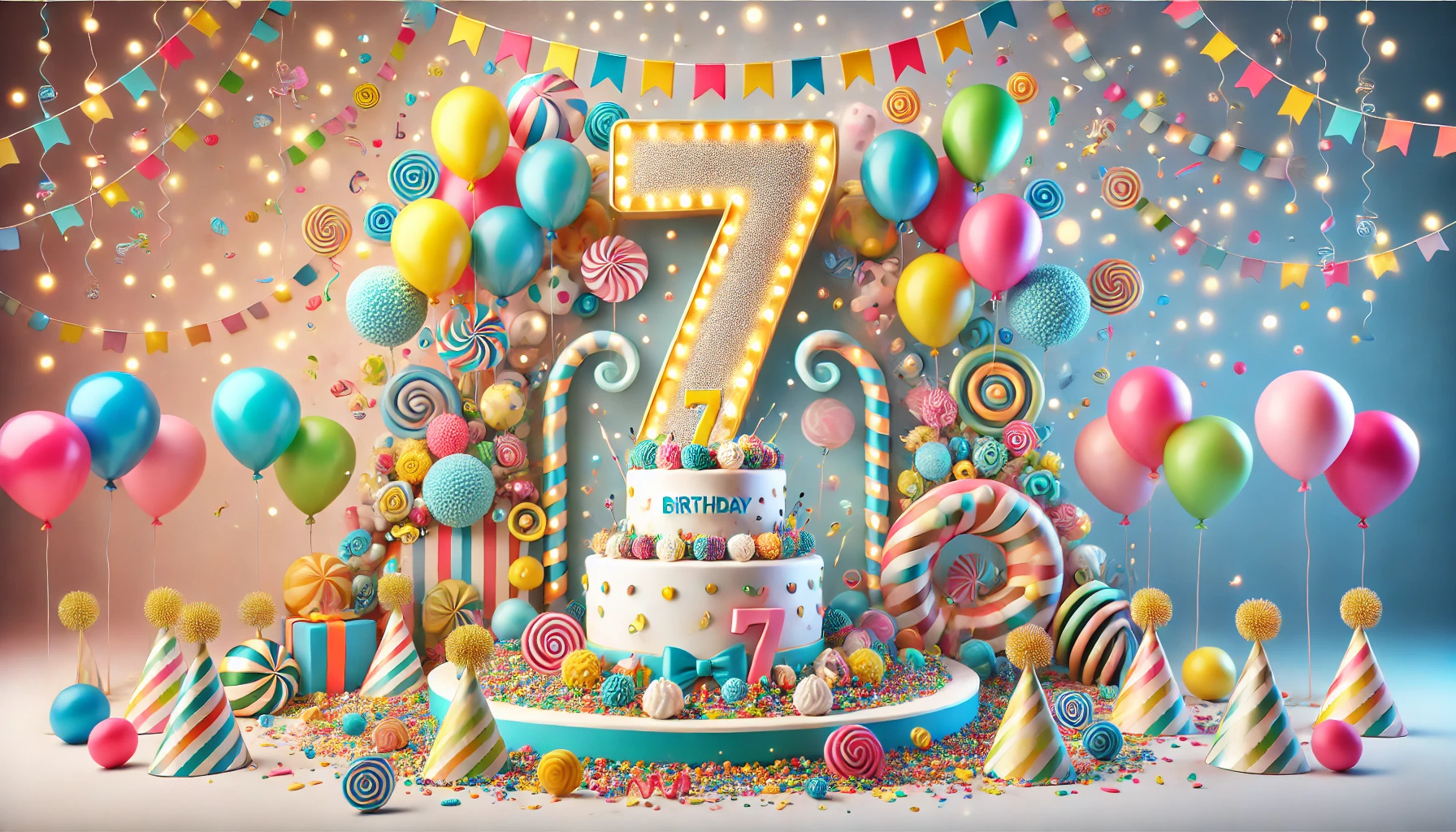 7 jaar versiering voor een 7 jaar verjaardag