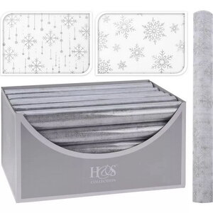 Decoratie stof met sneeuwvlokken 2 stuks Decoratie stof met sneeuwvlokken 2 stuks