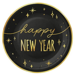 Gebaksbordjes Happy New Year Stars 6 stuks