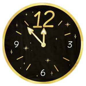 Servetten Happy New Year klok 10 stuks