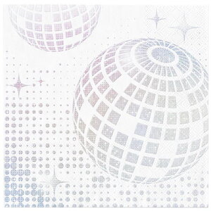 Servetten Disco wit zilver 10 stuks Servetten Disco wit zilver 10 stuks