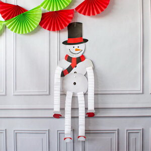 Hangdecoratie sneeuwpop met hoed 121cm Hangdecoratie sneeuwpop met hoed 121cm