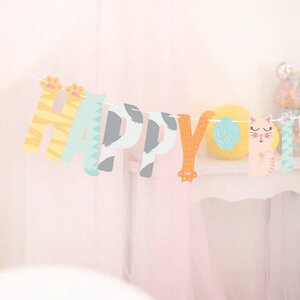 Letterslinger katten Happy Birthday 200cm x 18cm