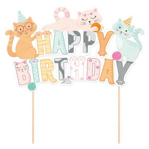 Taartdecoratie katten Happy Birthday Taartdecoratie katten Happy Birthday