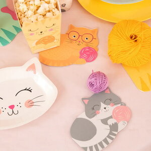 Uitnodigingskaartjes spinnende katten 6 stuks