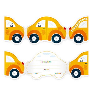 Uitnodigingskaartjes Voertuigen 6 stuks