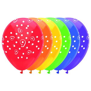 9 jaar ballonnen rondom bedrukt 6 stuks