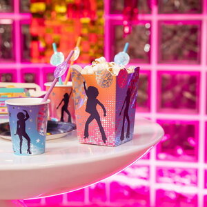 Popcorn bakjes Disco gekleurd 6 stuks