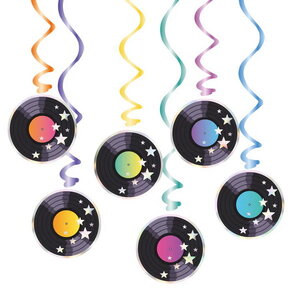 Hangdecoraties Disco singles 6 stuks Hangdecoraties Disco singles 6 stuks