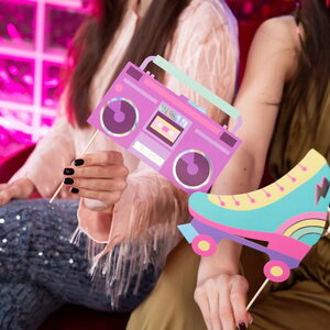 Foto attributen disco op stokjes 18 stuks Foto attributen disco op stokjes 18 stuks