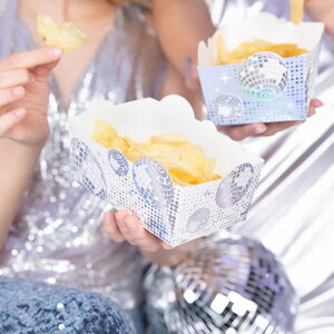 Chipsbakjes Disco wit zilver 3 stuks