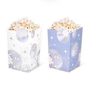 Popcorn bakjes Disco wit zilver 6 stuks Popcorn bakjes Disco wit zilver 6 stuks