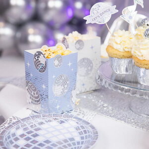 Popcorn bakjes Disco wit zilver 6 stuks Popcorn bakjes Disco wit zilver 6 stuks