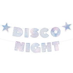 Letterslinger Disco Night wit zilver 182cm x 16cm