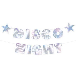 Letterslinger Disco Night wit zilver 182cm x 16cm Letterslinger Disco Night wit zilver 182cm x 16cm