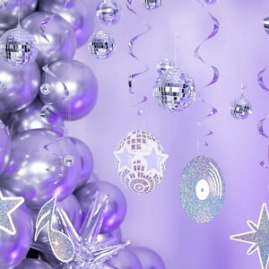 Hangdecoraties Disco Night wit zilver 6 stuks Hangdecoraties Disco Night wit zilver 6 stuks