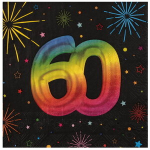 Servetten 60 jaar gekleurd 12 stuks Servetten 60 jaar gekleurd 12 stuks