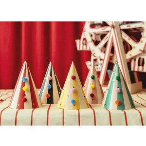 Hoedjes circustent met pompons 6 stuks