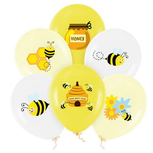 Ballonnen bijen en honingpot 6 stuks
