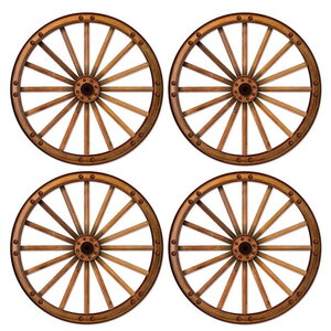 Decoratie Wild West Koetswielen 4 stuks Decoratie Wild West Koetswielen 4 stuks